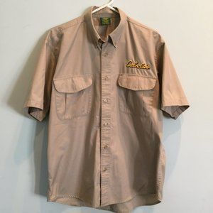 VTG Cabela's Short Sleeve Mens M Khaki Button Up Work Shirt Utility